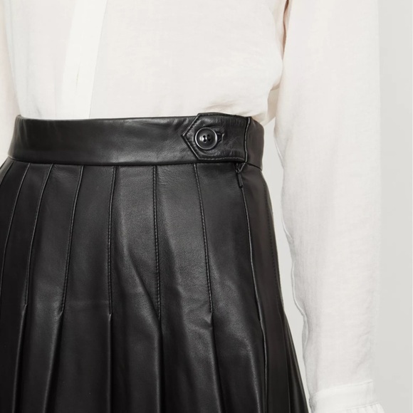 Maje black leather pleated mini skirt - size 4 (36) - Picture 2 of 8